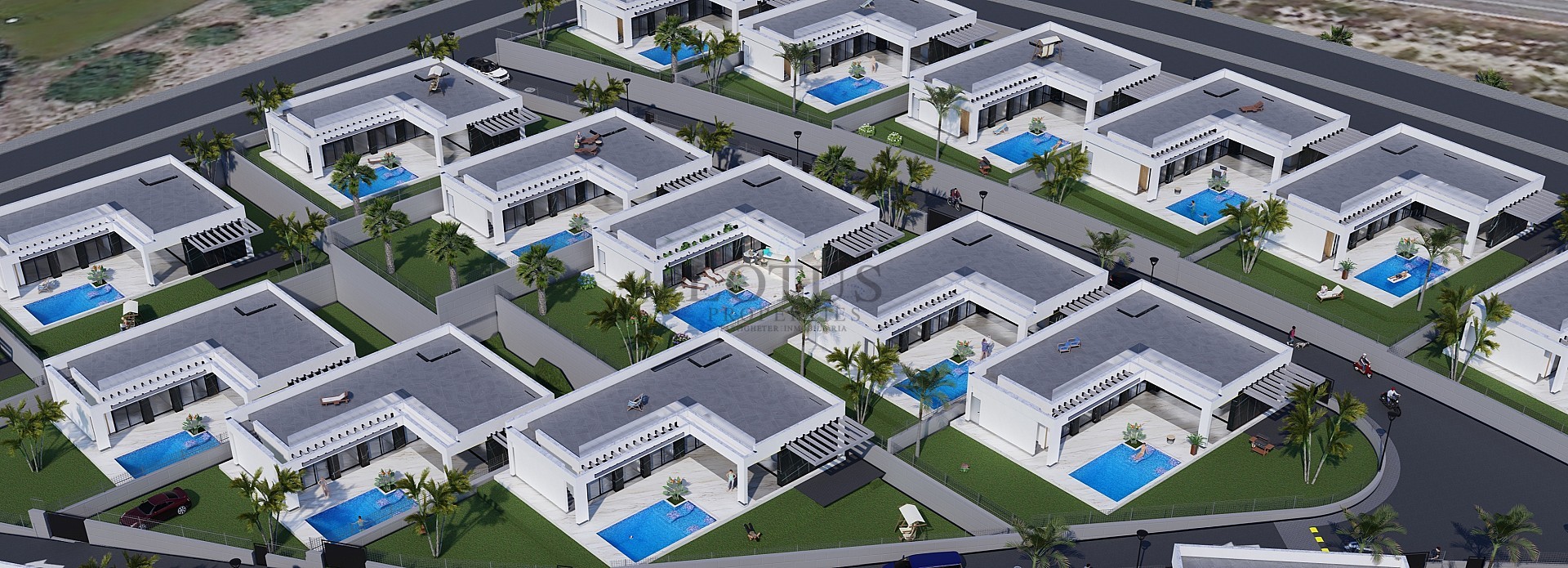 Nybyggda villor i La Finca Golf på ett plan med privata pooler - Lotus Properties