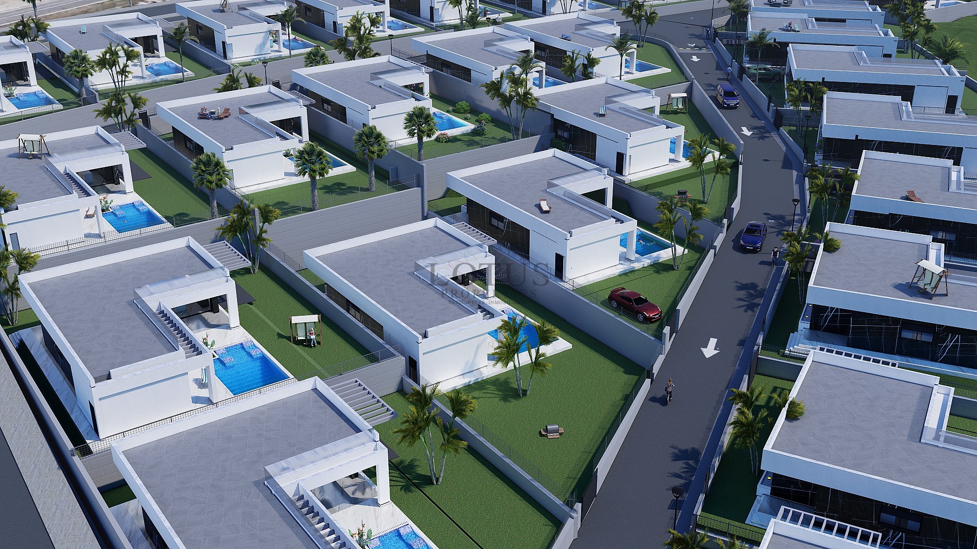 Nybyggda villor i La Finca Golf på ett plan med privata pooler - Lotus Properties