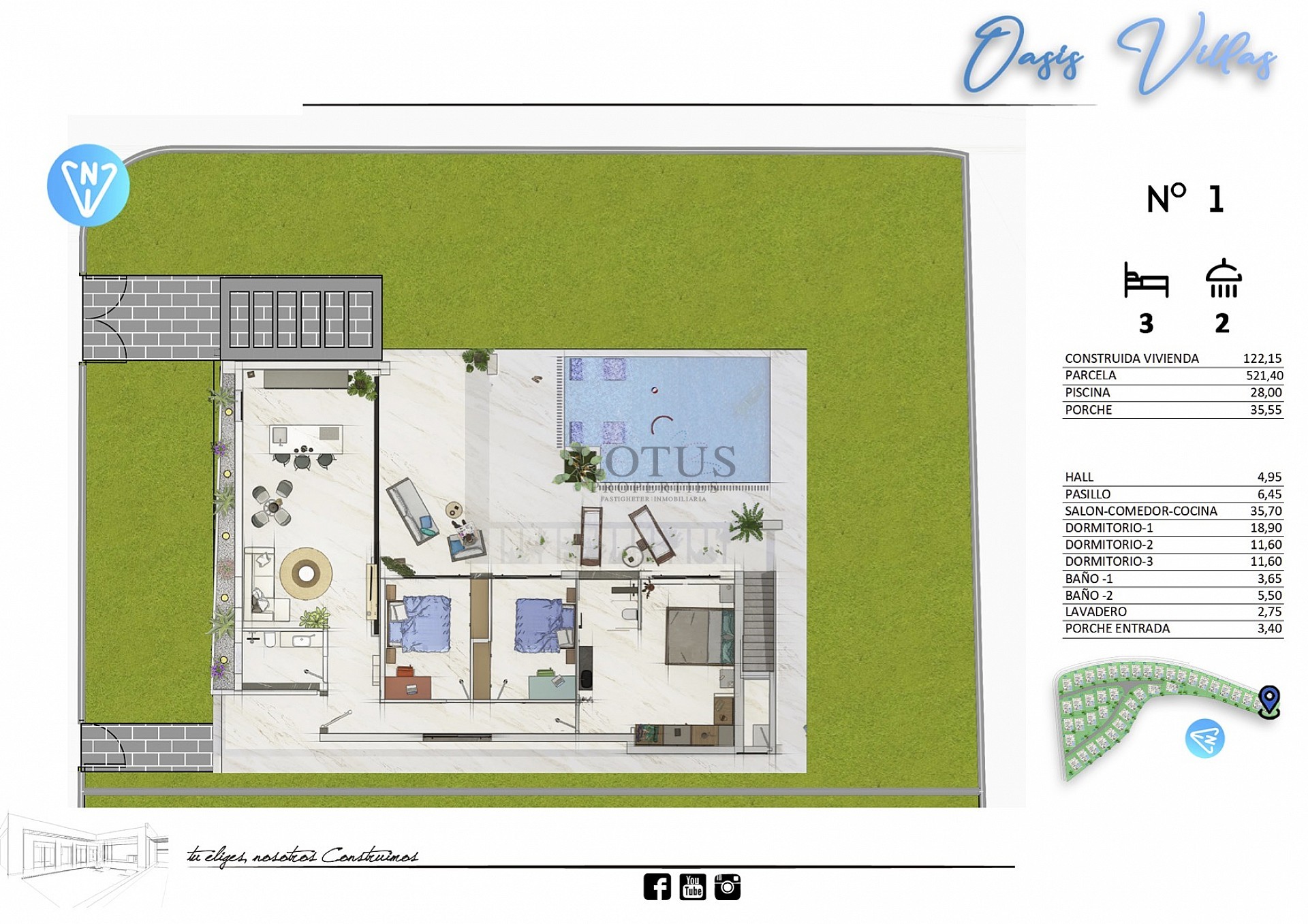 Nybyggda villor i La Finca Golf på ett plan med privata pooler - Lotus Properties